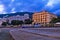 Town of Opatija waterfront sunset panorama, Kvarner bay of Croat