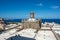 Town with part of the Santa Ana Cathedral and view of the harbor in Las Palmas on Gran Canaria, Spain