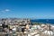 Town with part of the Santa Ana Cathedral and view of the harbor in Las Palmas on Gran Canaria, Spain