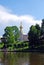 The Town Of Peterhof. Russia. Museum `Special storeroom` with a gilded dome and The Russian Royal coat of arms