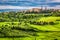 Town of Pienza at sunset