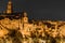 The town of Pitigliano at night.