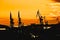 Town of Pula shipyard cranes sunset silhouette view