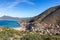 Town on the sea coast, Buggerru, Sardinia, Italy.