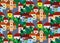 Town seamless pattern with colour houses and graphic trees. design for banner, flyer, invitation, poster, web site or greeting car