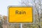 Town sign with the word rain, Bavaria, Germany