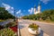 Town of Sombor square and church view