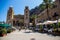 Town square and old church in the Sicilian town of Cefalu
