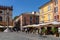 Town Square Piazza del Popolo with twin columns and statues in Ravenna Italian ,Emilia-Romagna