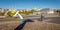 Town square of Rakvere in Estonia in sunny day. Panorama