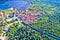 Town of Ston bay and salt fields aerial view, Peljesac peninsula