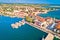 Town of Umag historic coastline architecture aerial view