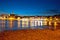 Town of Umag waterfront and coast evening view