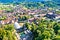 Town of Varazdinske Toplice in green hillside landscape aerial view