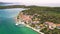 Town of Veli Rat on Dugi Otok island in Croatia, aerial footage from drone