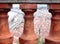 Town view through red clay concrete columns