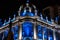 The Townhall of Guayaquil illuminated with blue lights