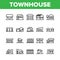 Townhouses, Residential Buildings Vector Linear Icons Set