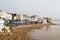 Townscape / Cityscape of Taghazout at the beach with fishing boats