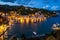 Townscape of Portofino by night