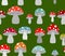 Toxic Amanita mushrooms seamless background. Mushrooms seamless