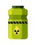 Toxic chemical barrel. Steel tank with radioactive waste. Container radiation icon in flat style. Dangerous substance