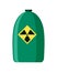 Toxic chemical barrel. Steel tank with radioactive waste. Container radiation icon in flat style. Dangerous substance