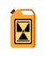 Toxic chemical barrel. Steel tank with radioactive waste. Container radiation icon in flat style. Dangerous substance
