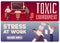 Toxic environment and stress at work banners or cards flat vector illustration.