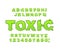 Toxic font. Green liquid ABC. Acid typography. Radiation alphabet. Poison letters