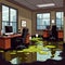 Toxic office with puddles of slime, indicating toxic work culture workplace