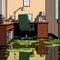 Toxic office with puddles of slime, indicating toxic work culture workplace