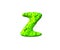 Toxic slime font - letter Z in cosmic style isolated on white background, 3D illustration of symbols