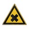 Toxic substance. Warning danger. Yellow triangle.