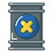 Toxic waste barrel container icon, cartoon style