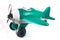 Toy airplane with a propeller without a pilot on a white background