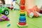 Toy for babies and toddlers to joyfully learn mechanical skills and colors . Educational toys for toddlers, gripping rings,