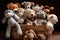 toy basket overflowing with plush toys and squeaky ones