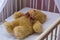 Toy bear in a cradle,a teddy bear sleeping in a crib, a children`s room