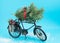 Toy bicycle with christmas decorations