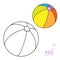 Toy big inflatable colorful beach ball outlined and color for coloring book