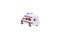 The toy car is an ambulance. Back view.