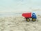 Toy car on a beach