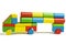 Toy car, multicolor truck wooden blocks transportation cargo