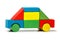 Toy car, multicolor wooden blocks transport