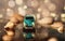 Toy car on seaside between seashells on the background of bokeh