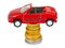 Toy car and stack of coins