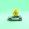 Toy car transport yellow egg decorated with stars