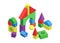 Toy castle. Cartoon colorful geometric shapes constructor for children's play. Kindergarten games. Arch from plastic