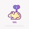 Toy for cat: cartoon mouse with clockwork key in her back. Modern vector illustration for pet shop